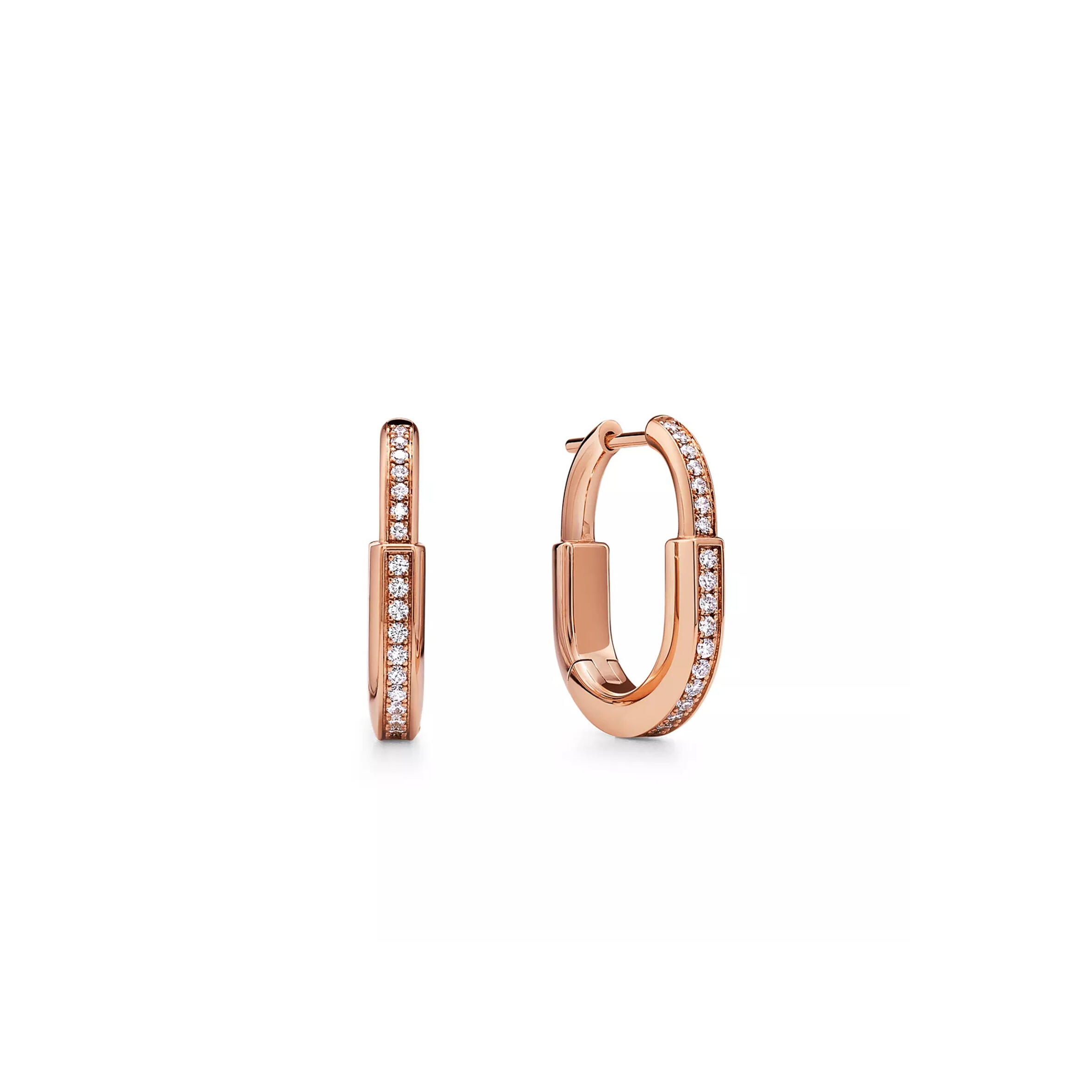 TIFFANY LOCK SMALL LOCK EARRINGS IN ROSE GOLD WITH PAVÉ DIAMONDS 74365892